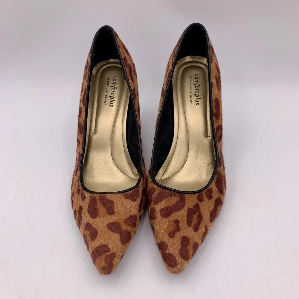 Comfort Plus Predictions Leopard Calf Hair Pointed Toe Stiletto Heels Women 8.5‎